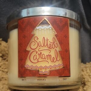 Bath & Body Works Salted Caramel Candle - Red and Cream